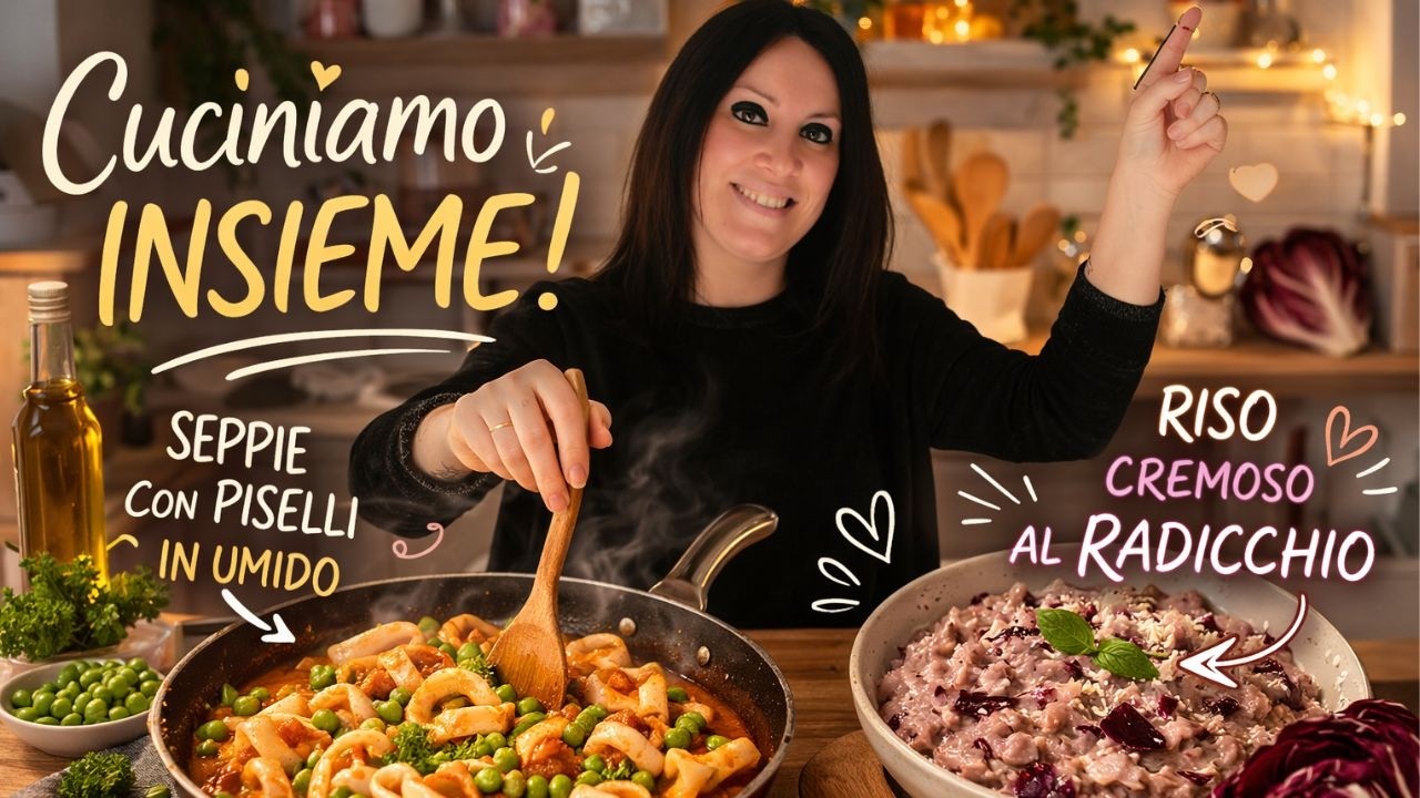 Profumo di casa: Seppie con piselli e Riso al radicchio #ricettefacili