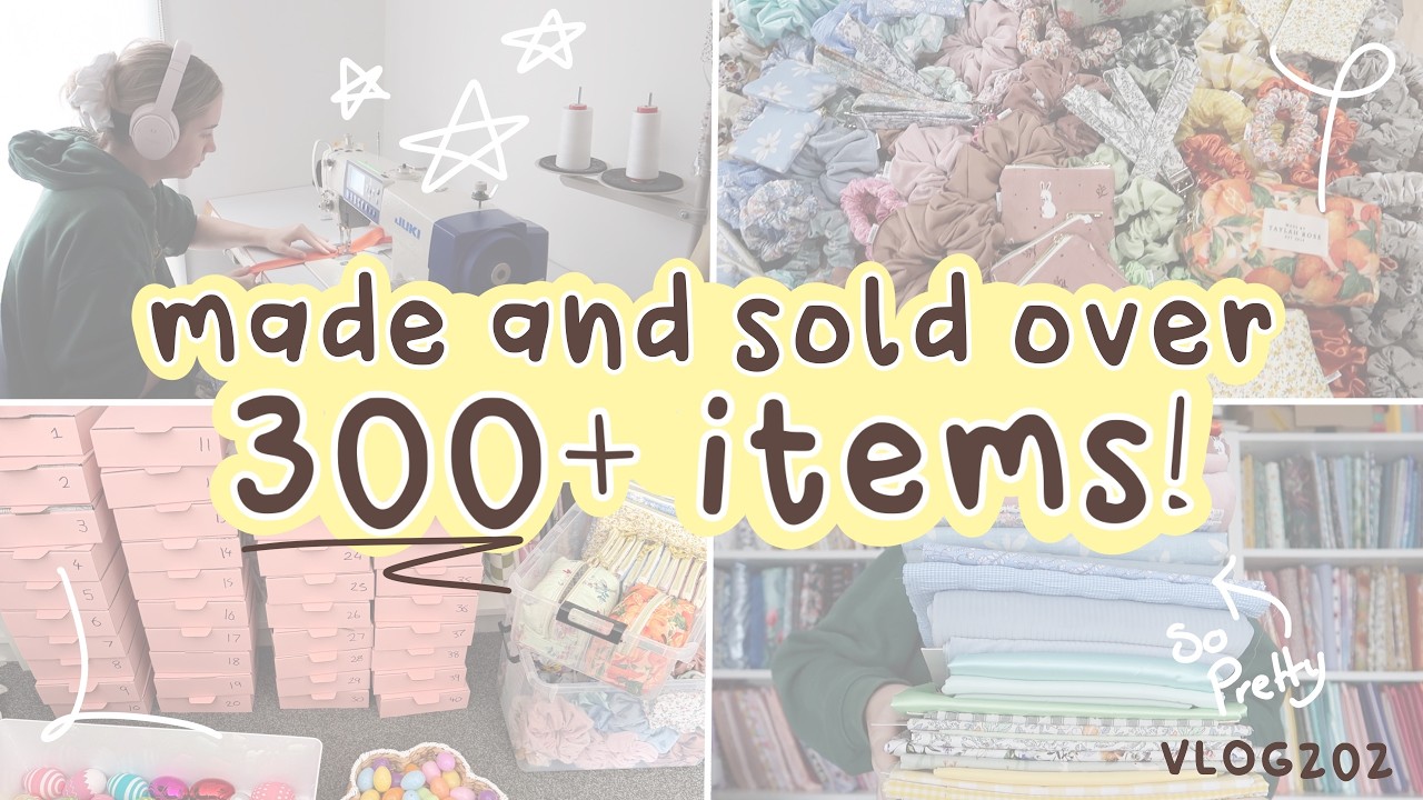 I SOLD OUT! making scrunchies and bags sold over 300 items, lucky bunny mystery event VLOG202