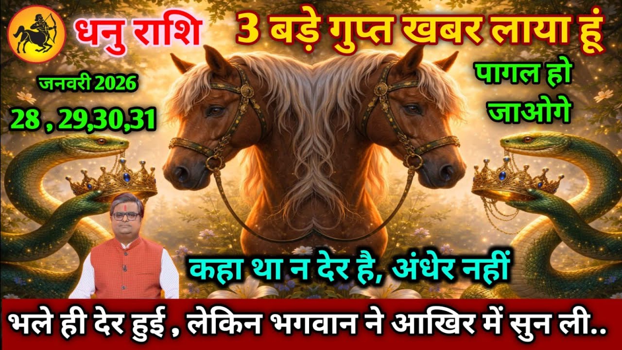 धनु राशि।। 28 से 31 जनवरी 2026। कहा था न देर है, अंधेर नहीं,भले ही देर हुई,। देखो जल्दी 