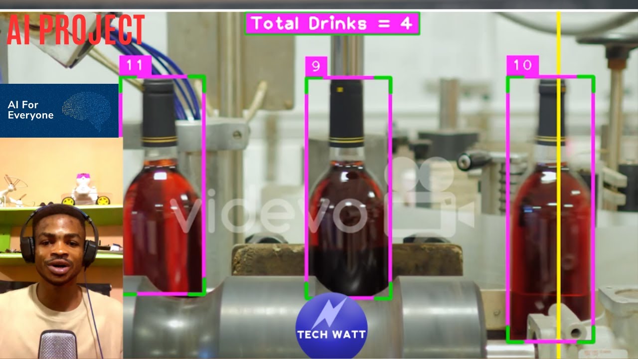 YOLOv8 Tracking and Counting Beverages on a conveyor belt