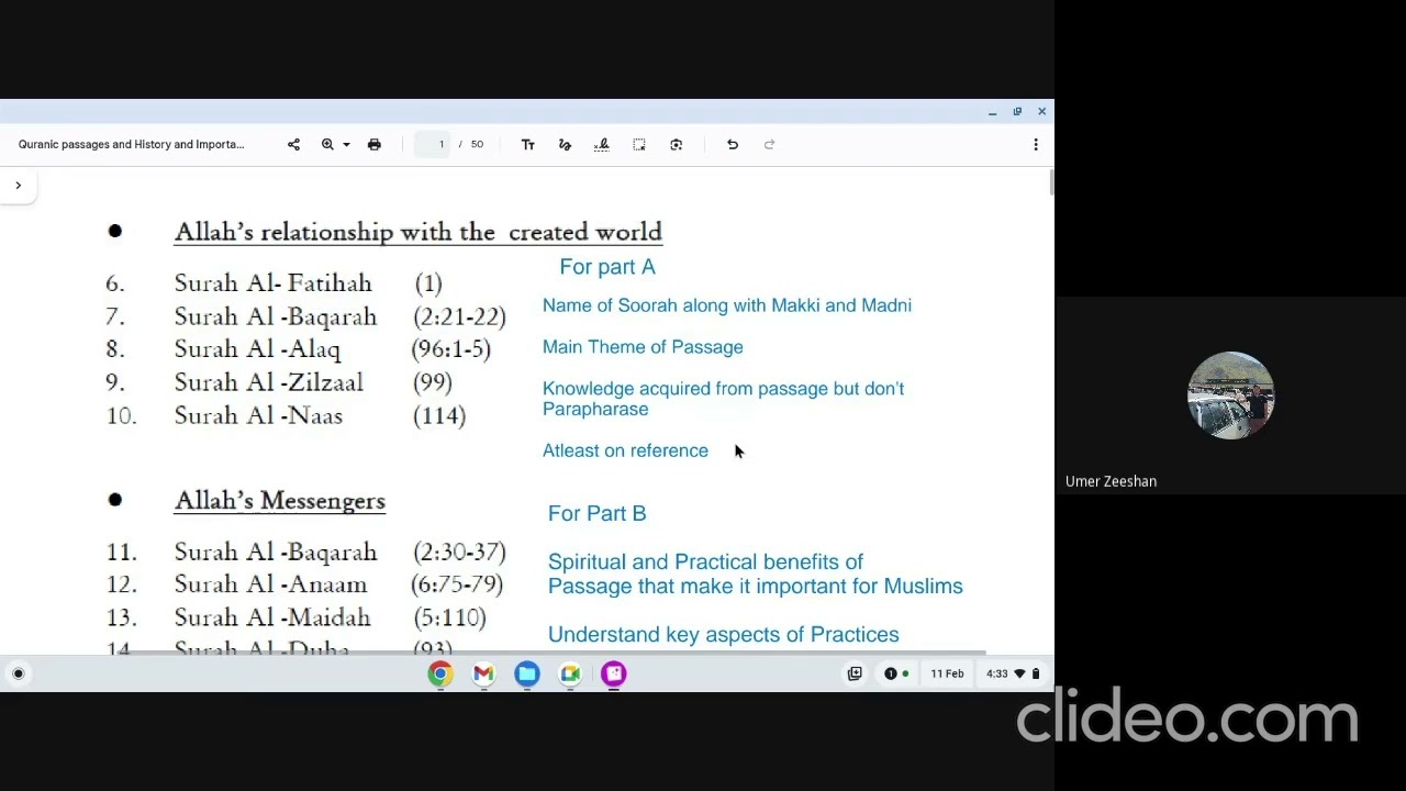 Revision class History and Importance of Quran part 1
