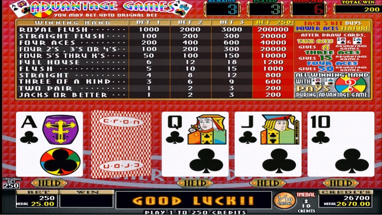 CRON POWER ACES ROYAL FLUSH 800,000WIN メダルゲーム