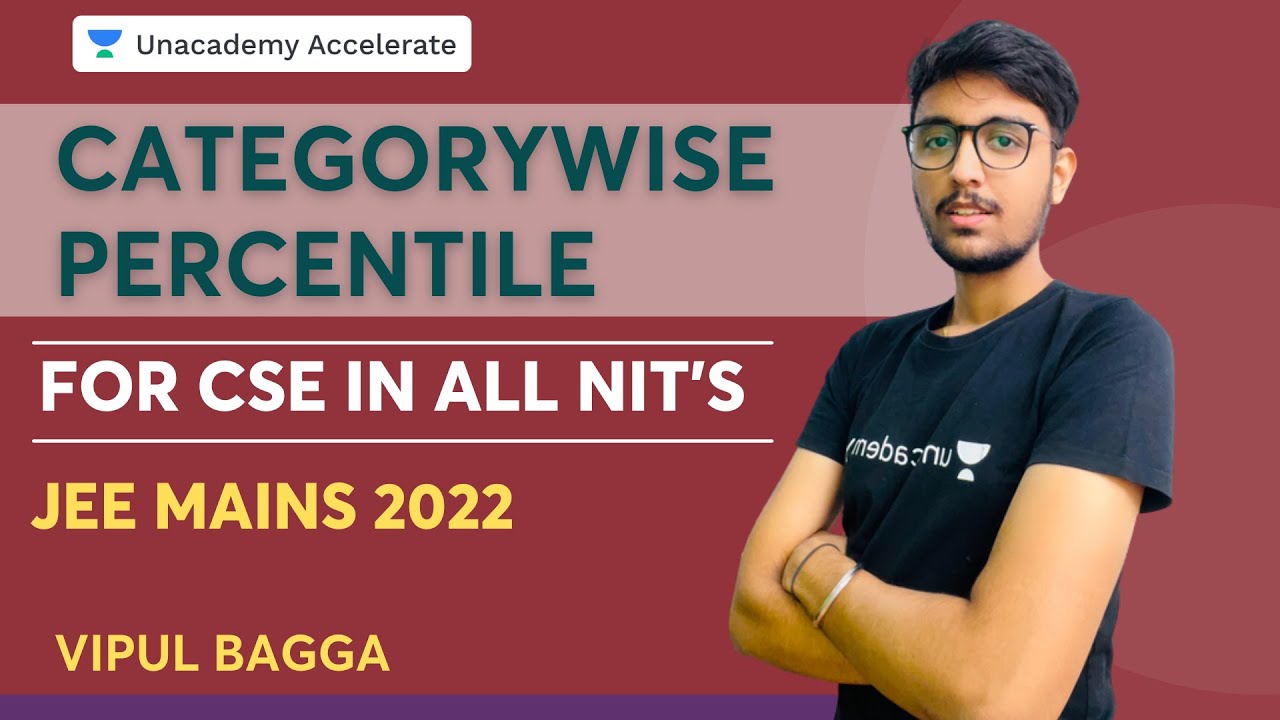 Categorywise Percentile for CSE in all NITs ! | JEE Main 2022 | Vipul Bagga | Unacademy Accelerate