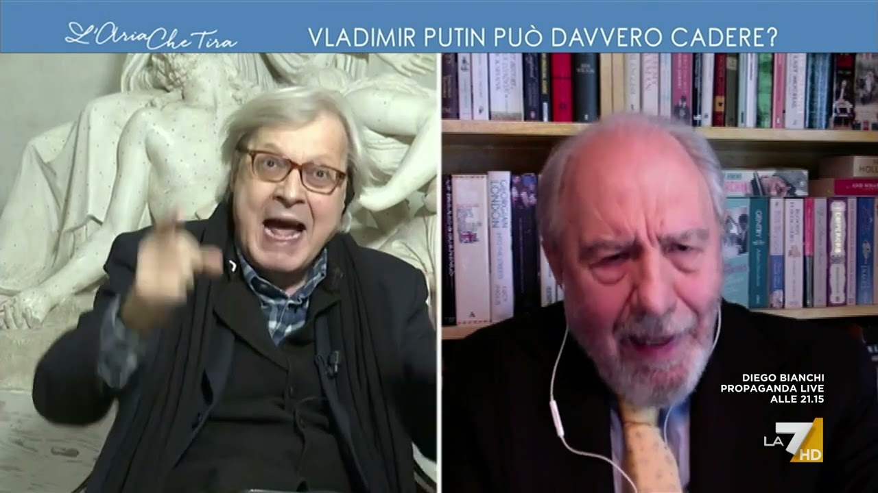Ucraina, Vittorio Sgarbi fa vedere il gesso della pace di Kiev: 