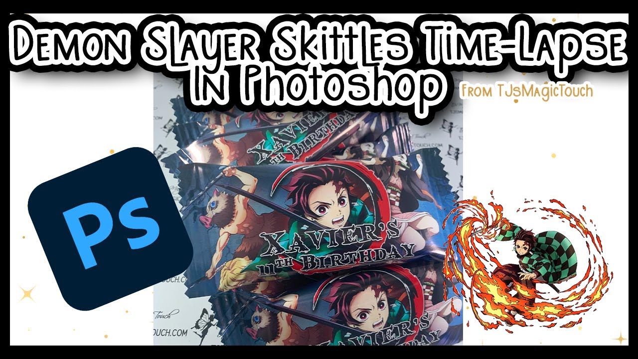 Photoshop Timelapse | Demon Slayer Skittles Wrapper | Quick Watch Me Work | *NOT a tutorial