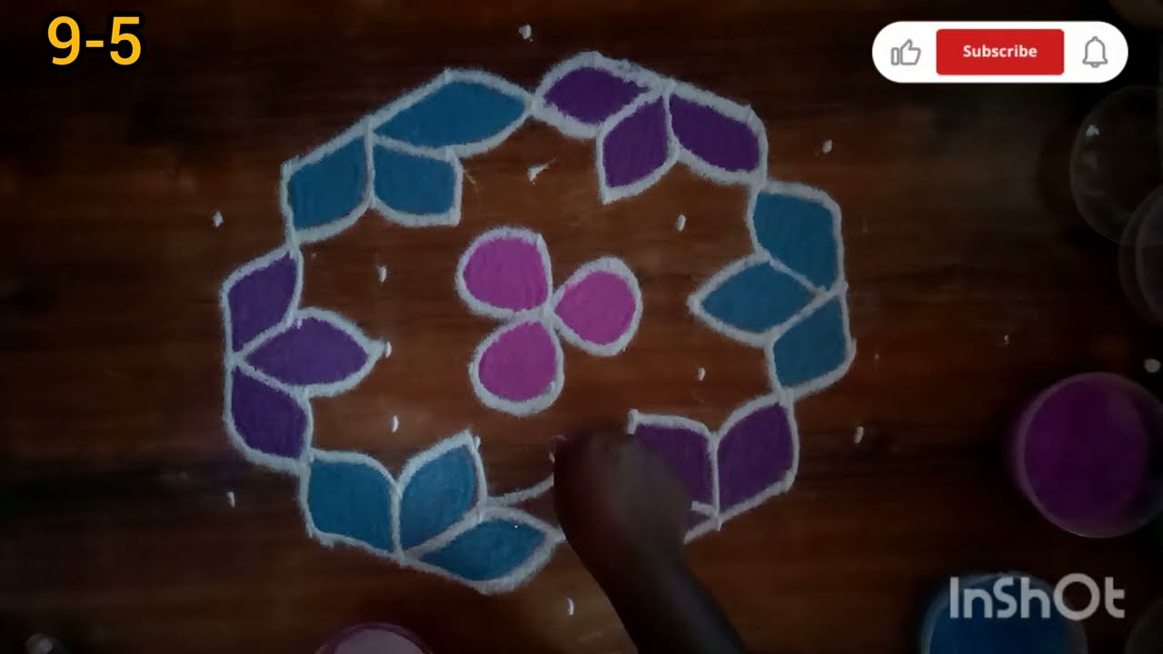 Simple and beautiful easy flower kolam and attractive new design muggulu trending beautiful
