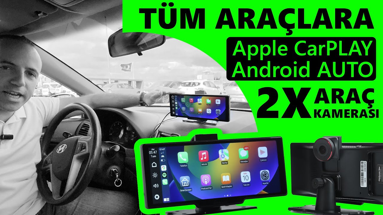 Tüm Araçlarla Uyumlu Kablosuz CarPlay & Android Auto = OttoScreen MAX