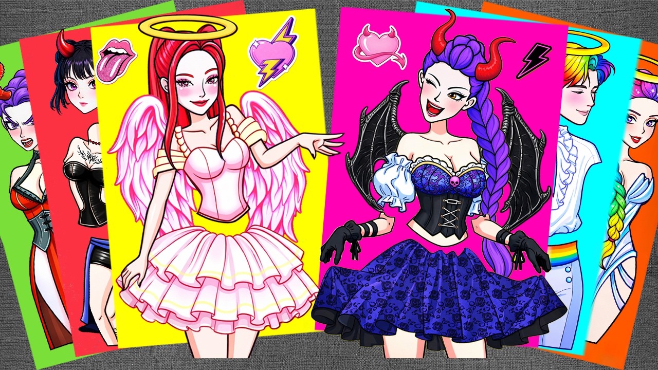 [Paper DIY] Heaven vs Hell Cosplay Rumi & Mira 🖤 KPop Demon Hunters Stickers | Oddly Satisfying ASMR