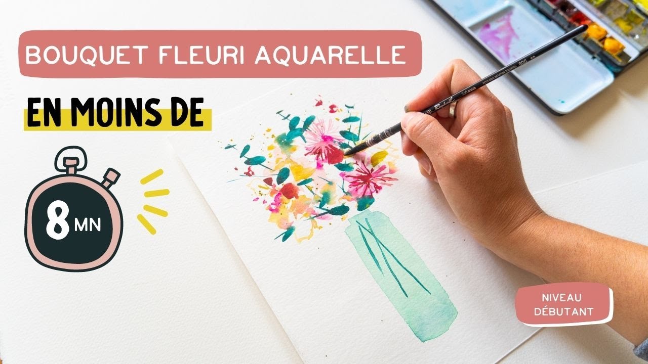 Peindre un bouquet fleuri en moins de 8 mins ⏲️💐 | TUTO AQUARELLE