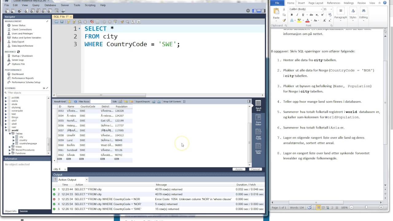 8 oppgaver med svar som en intro til SQL
