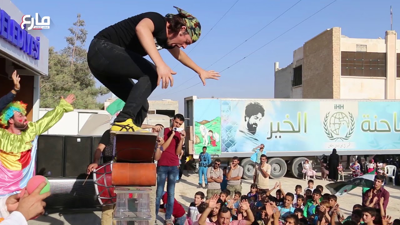 جانب من المهرجان الذي اقامته منظمة iHH التركية للأطفال الأيتام في مدينة مارع ..
