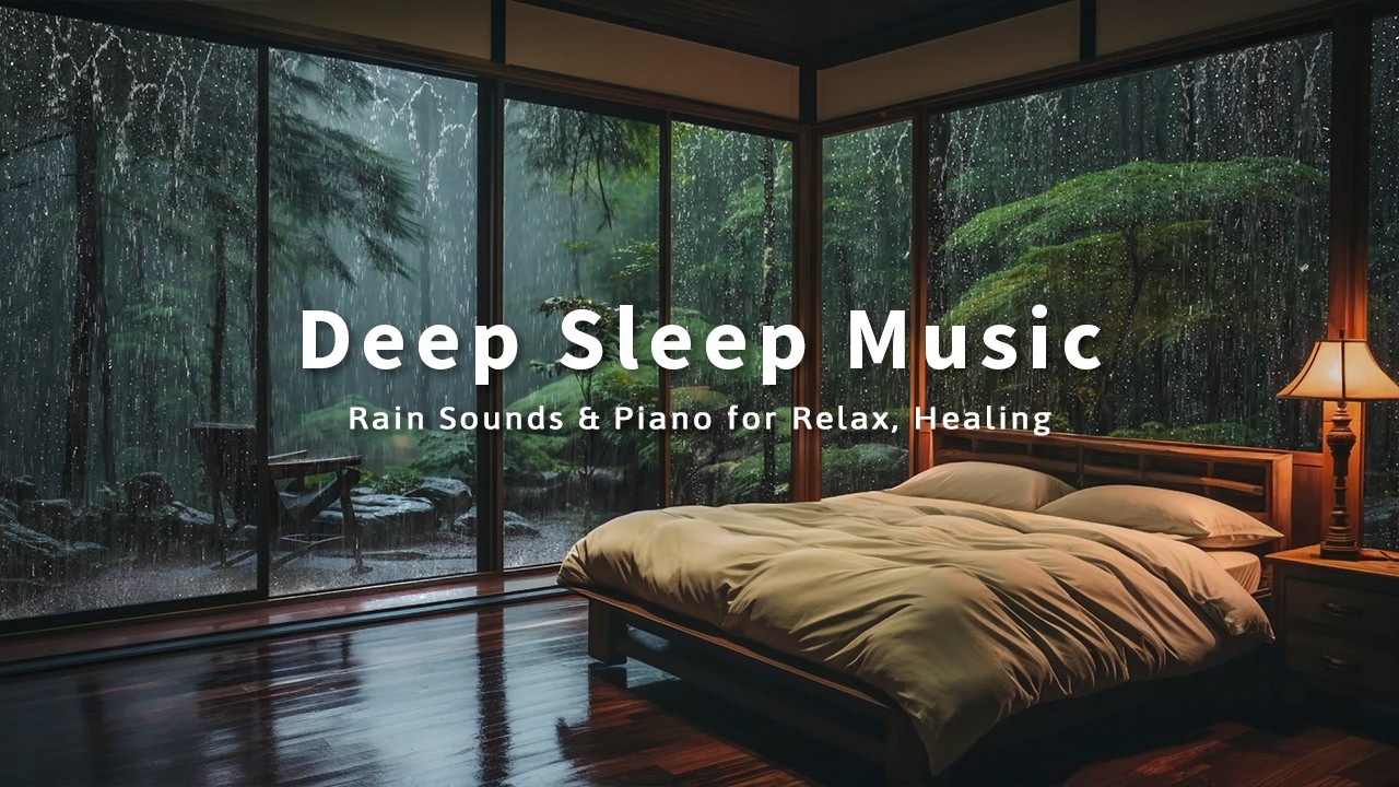 Relaxing Piano Music with Rain – Deep Sleep Bedroom Ambience | Stress Relief and Calm