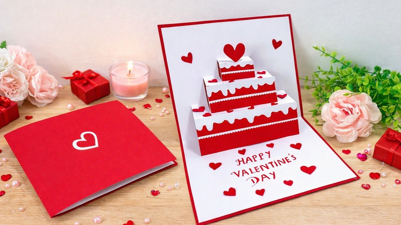 DIY Love Cake Pop Up Card 🎂 Easy 3D Valentine Card Tutorial | DG Handmade