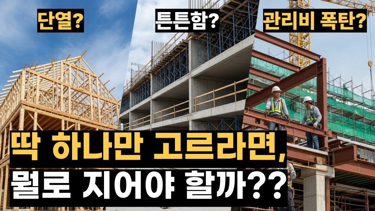 목조주택, 철근 콘크리트(RC) 주택, 경량 철골주택 / 5분만에 총정리(장단점과 비용)