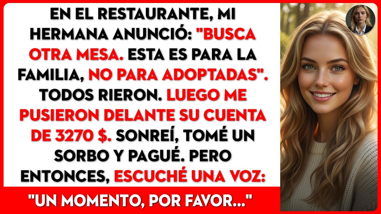Mi hermana me echó de la mesa por ser adoptada y me dejó la cuenta de $3270.
