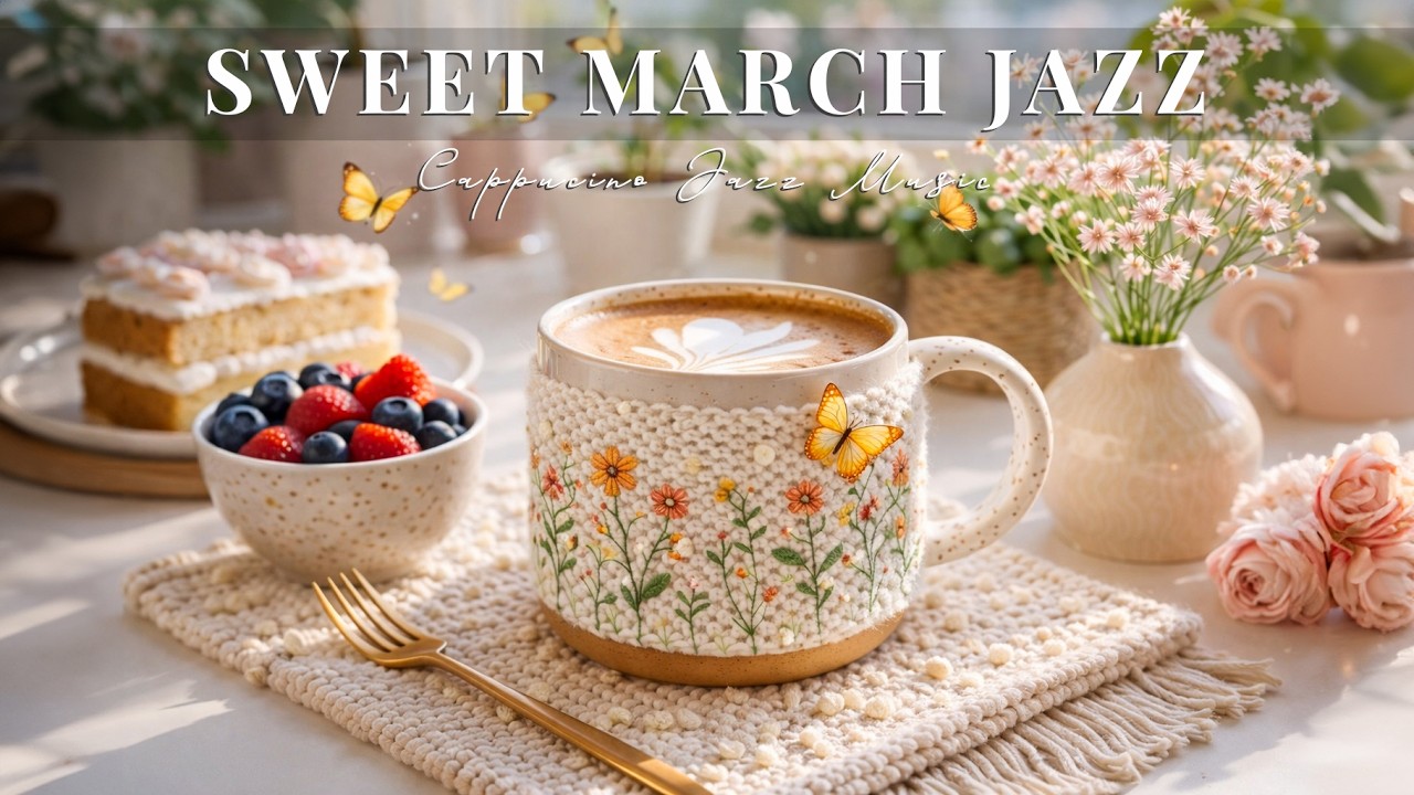 Sweet March Coffee Jazz  🌷☕ Spring Café Ambience & Soft Bossa Nova for Relaxing & Positive Mood
