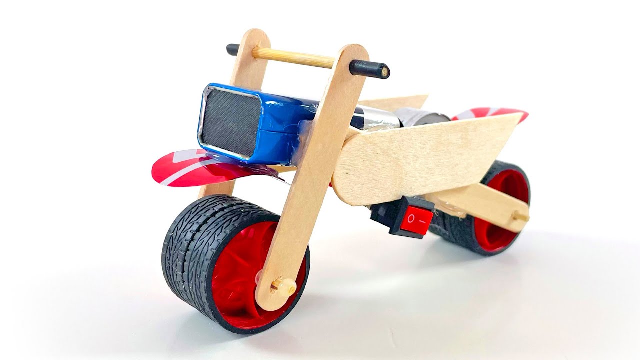 Popsicle Motorcycle, Take Off!! | Crafts | DIY | Popsicle Sticks | Motorcycles | Electric Toys