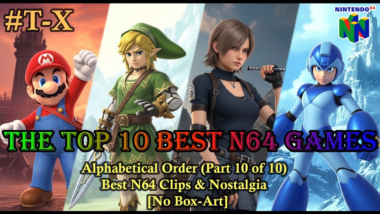 Top 10 Best N64 Games — Alphabetical Order (Part 10 of 10) | Best N64 Clips & Nostalgia [No Box-Art]