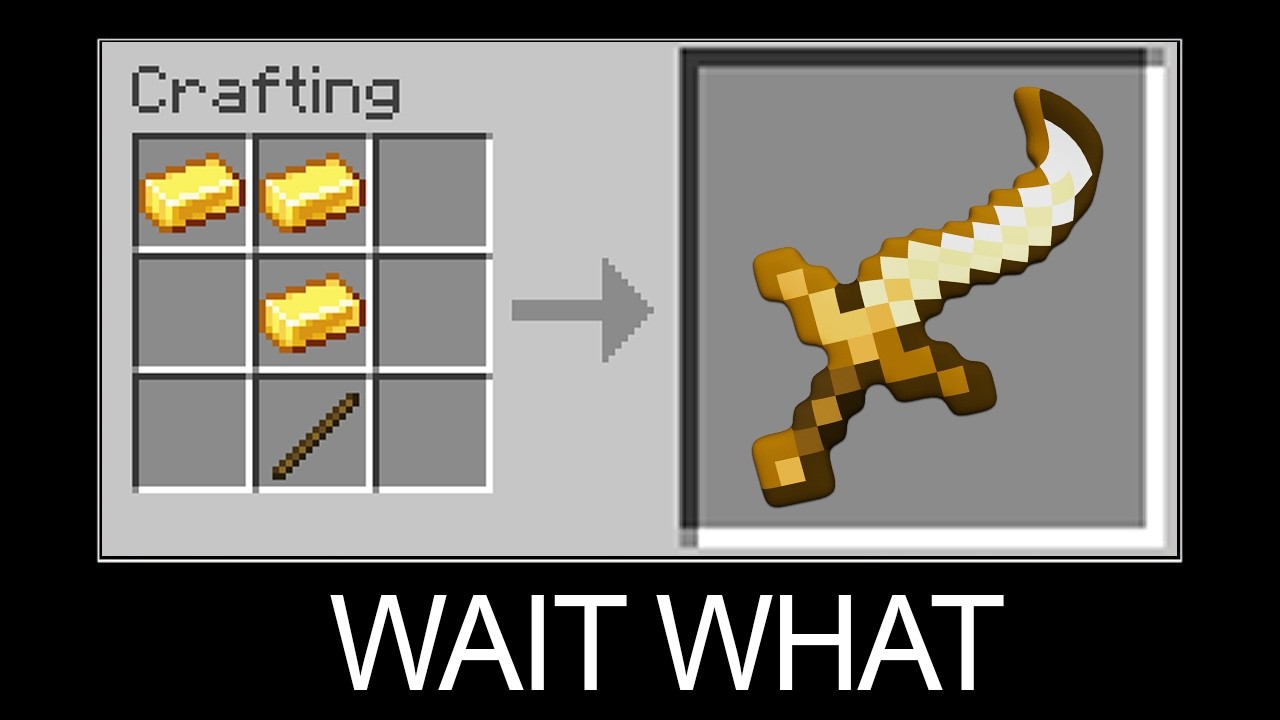 Minecraft wait what meme part 21 (Crafting Crazy Golden Sword)