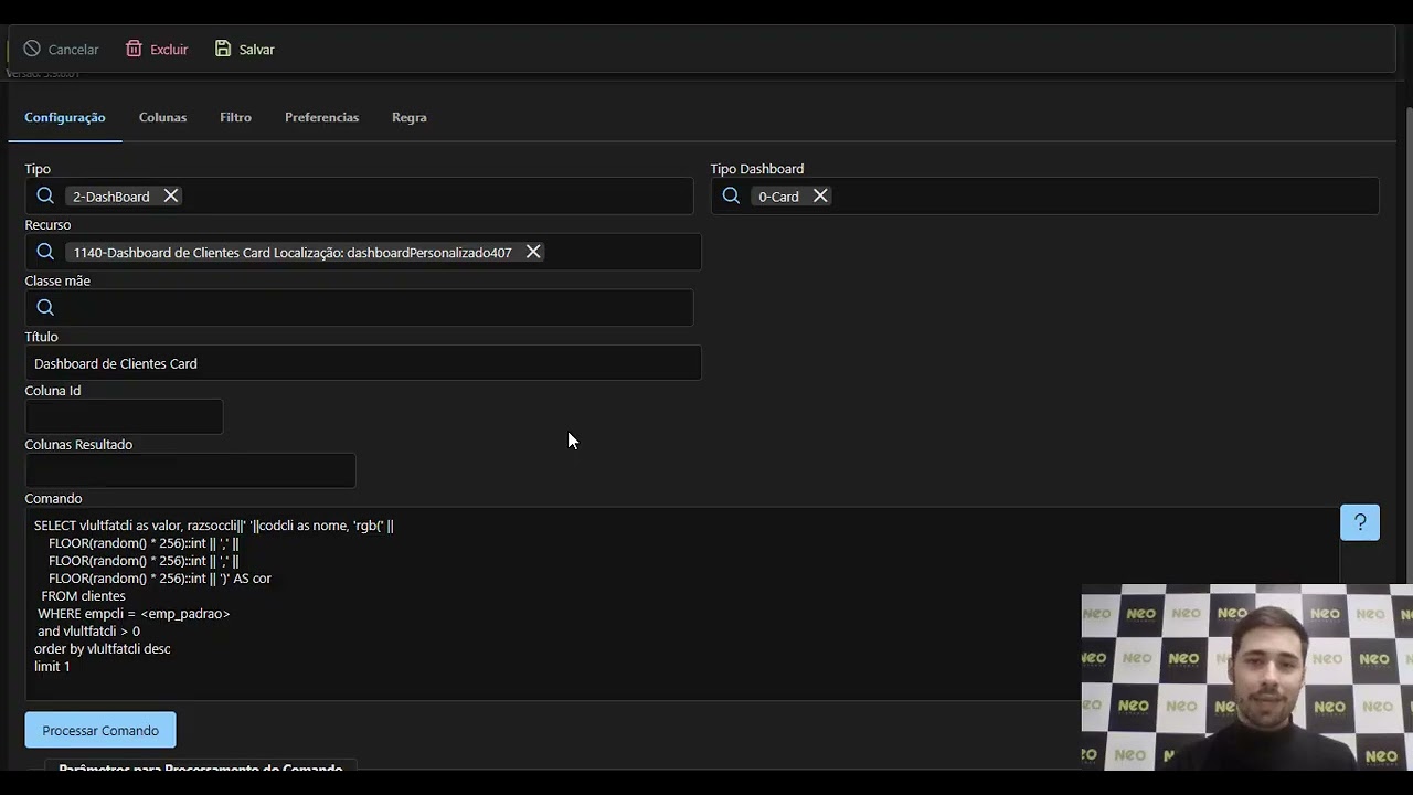 Cadastro de Dashboard - Parte 1