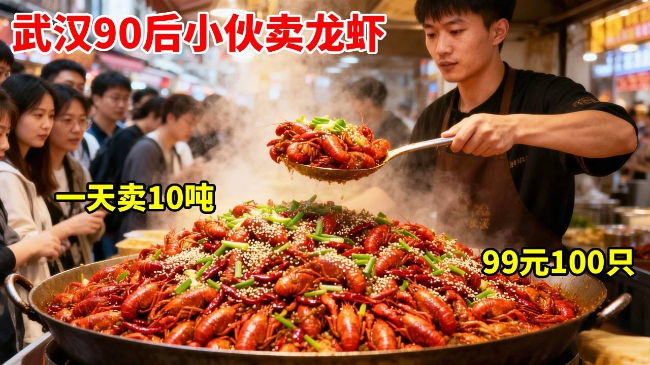 武汉90后小伙卖龙虾，99元100只一天卖10吨，直言外地没有好虾吃！【好食勇哥】