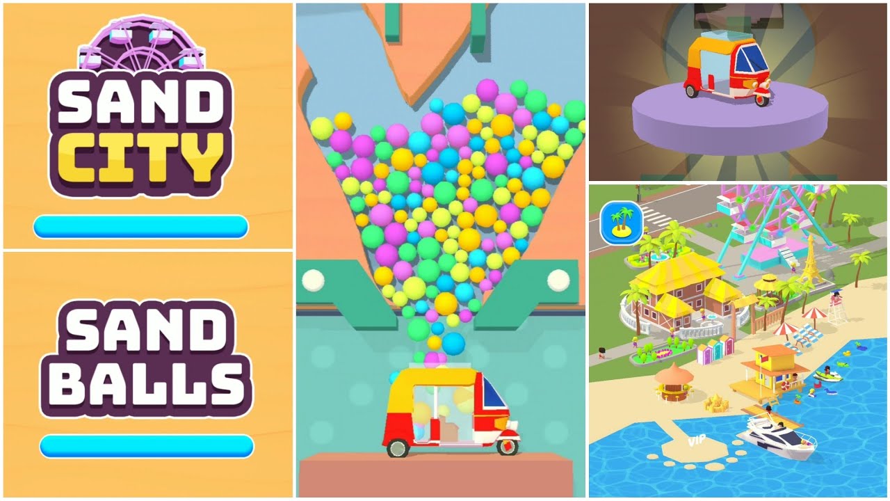 SAND CITY SAND BALLS ALL LEVELS 1090 + BONUS LEVEL GAMEPLAY | UNLOCKED NEW CAR | TUK TUK |