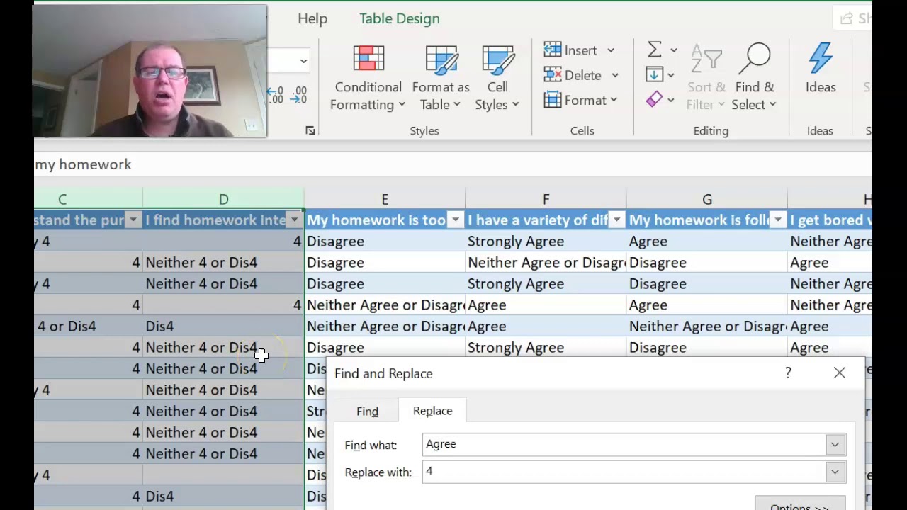Coding Likert type scales in Excel