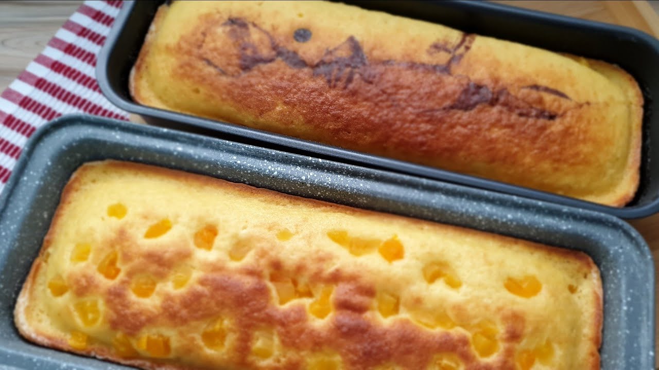 الكيكة الاسفنجية بطعمين مختلفين: (قطع المشمش، الشوكولاطة)