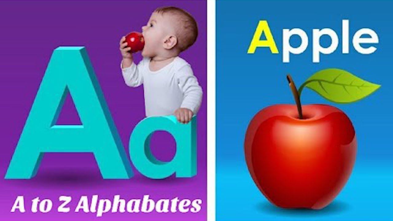 Песенка про фонетику ABC - обучающие видеопесни для малышей, буква А — яблоко, детские стишки, пе...