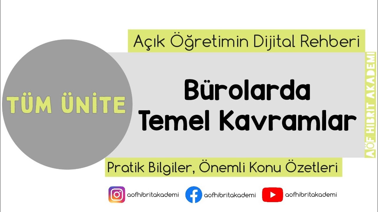 AÖF - Bürolarda Temel Kavramlar Dersi Tüm Üniteler