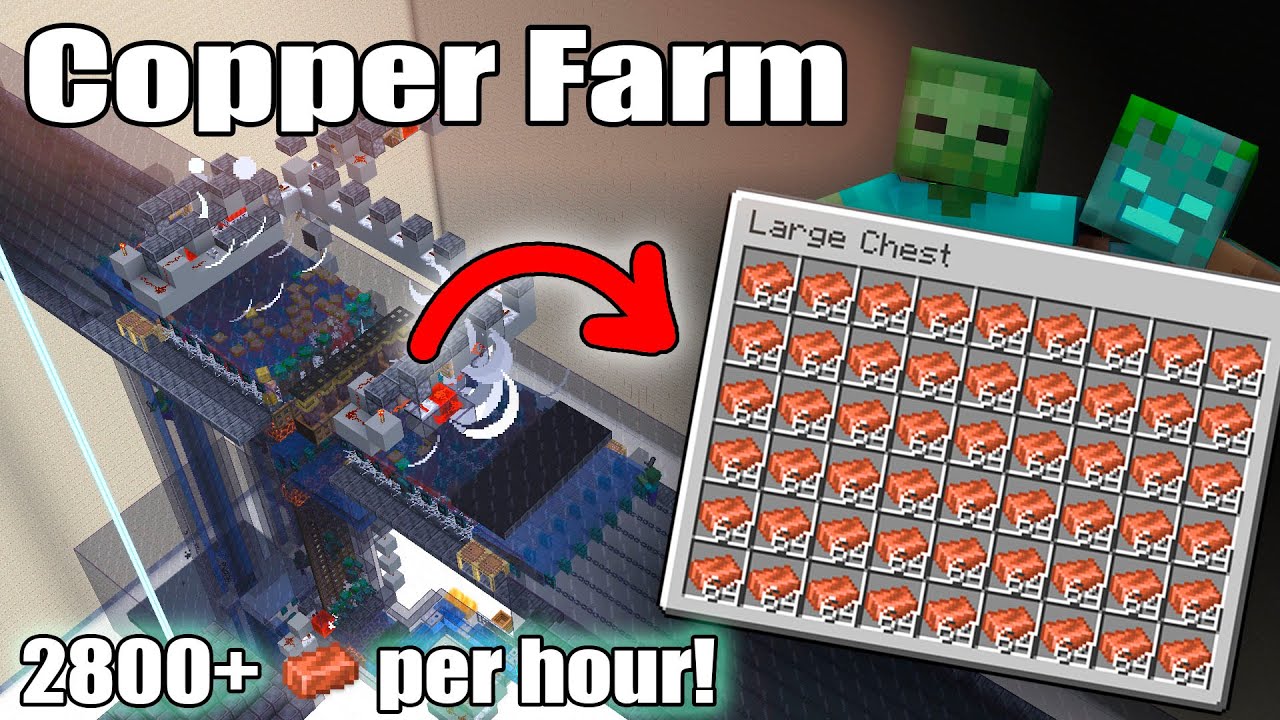 Minecraft: Best Copper Farm | Drowned Farm | Tutorial 1.16 - 1.17 - 1.18 - 1.19 - 1.20.2