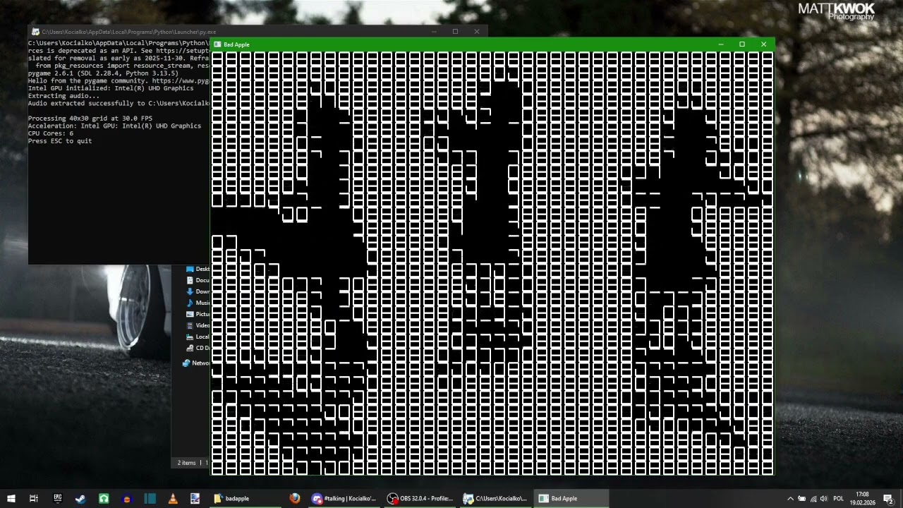 Bad Apple but in 40x30 grid of 7 segment digits