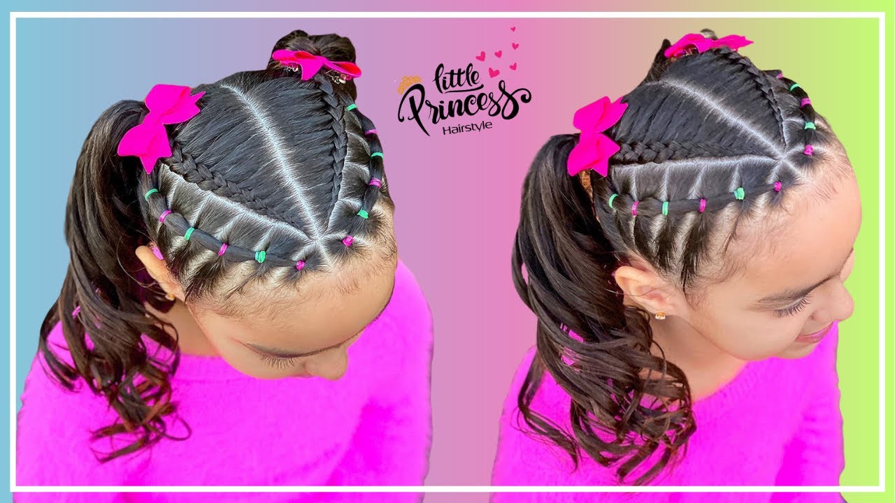 PEINADO PARA NIÑAS CON TRENZAS LATERALES Y COLETAS  | PEINADOS FACILES