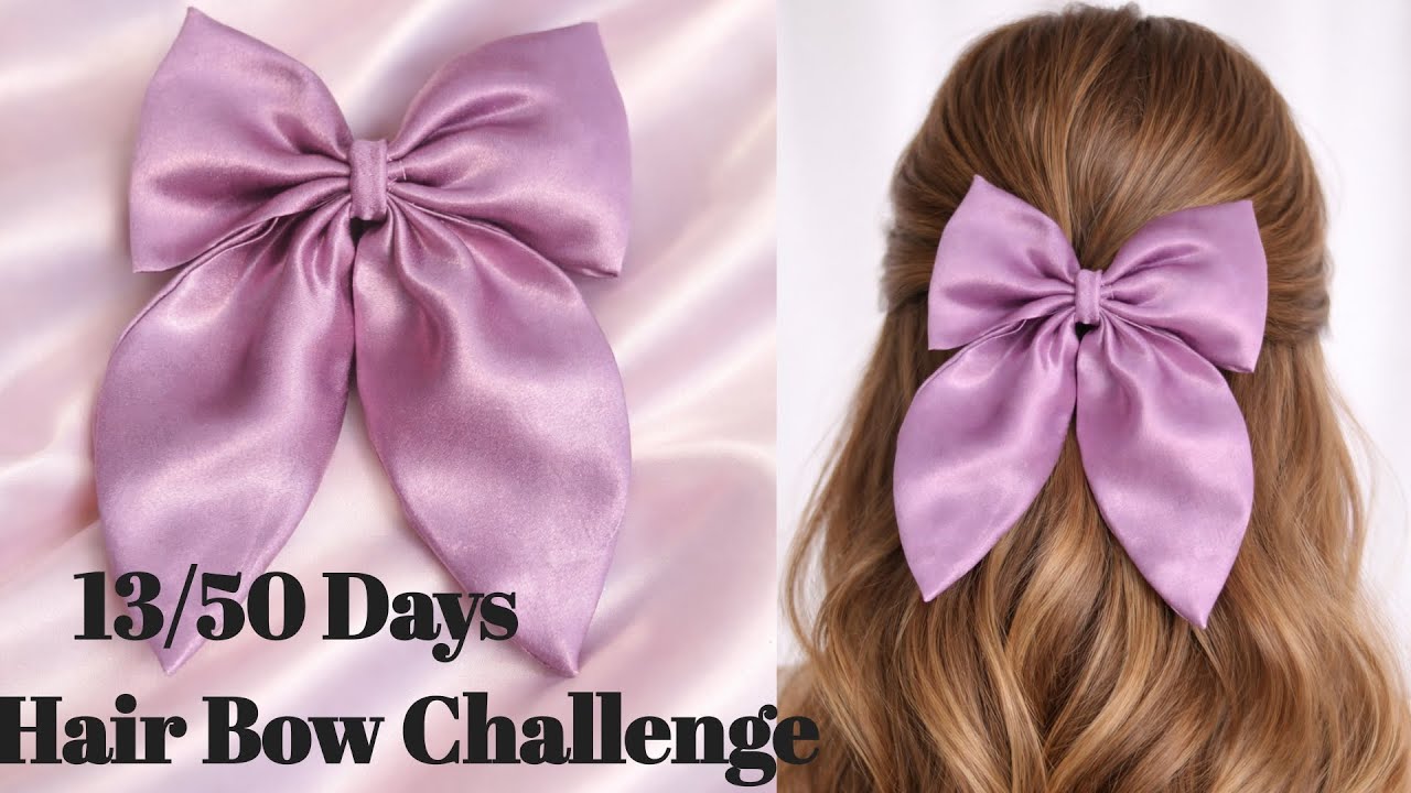 13/50 Days Hair Bow Challenge | Hair Bow kaise banaye| How to make hair bow With Tail | bow making