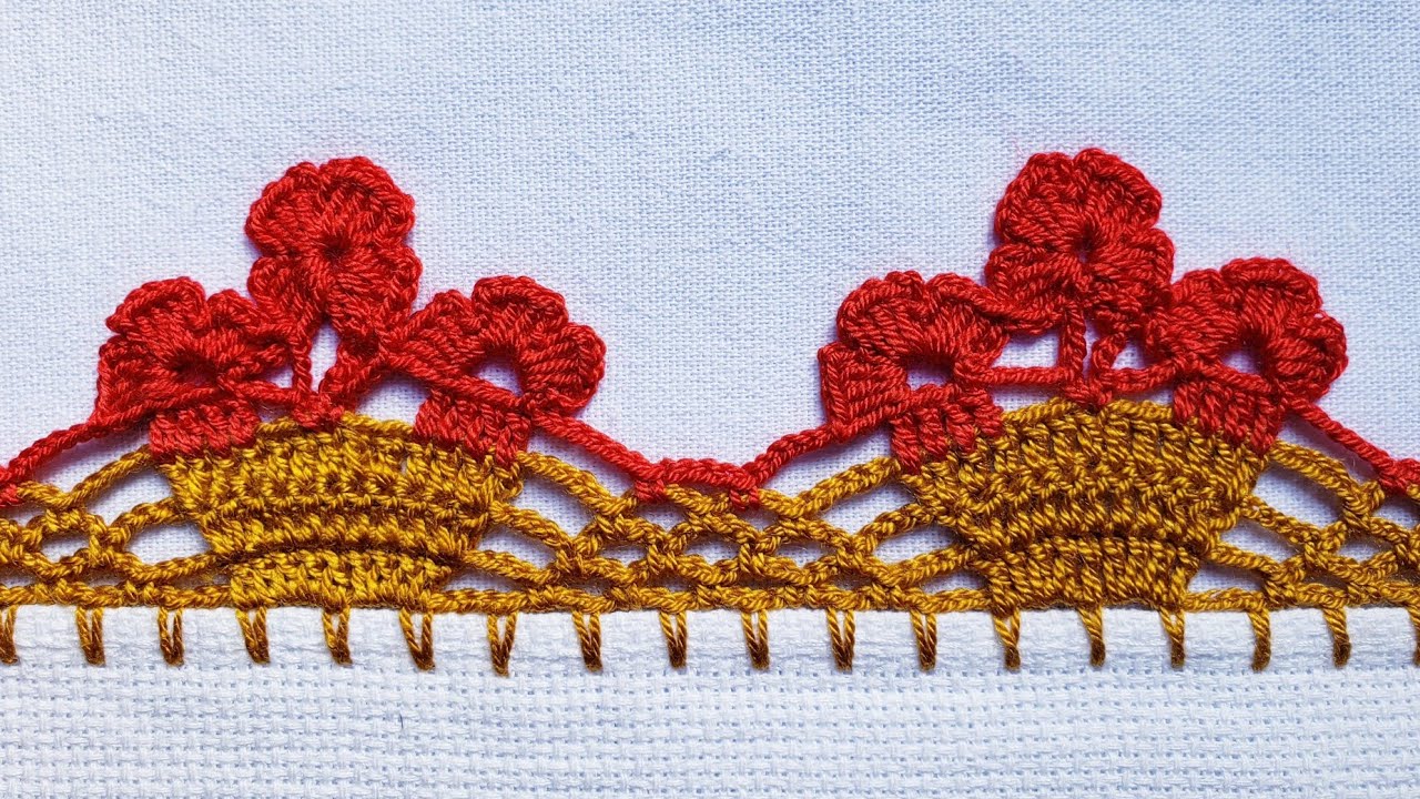 Barrado/bico para pano de prato #crochê #crochet #barradinhodecroche 💕 #366