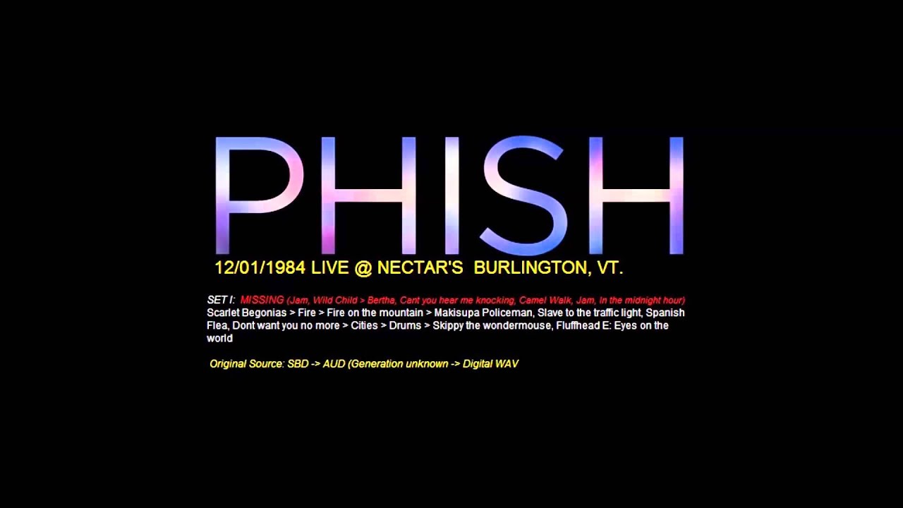 Phish 12/01/1984  Nectar's  Burlington, VT