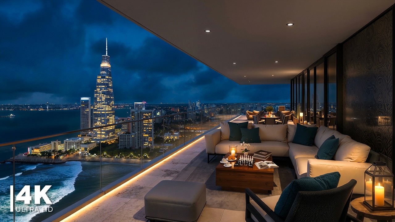 Miami 4K Seaside Jazz | Luxury Apartment Ambience & Smooth Jazz Background Music for Peaceful Vibes