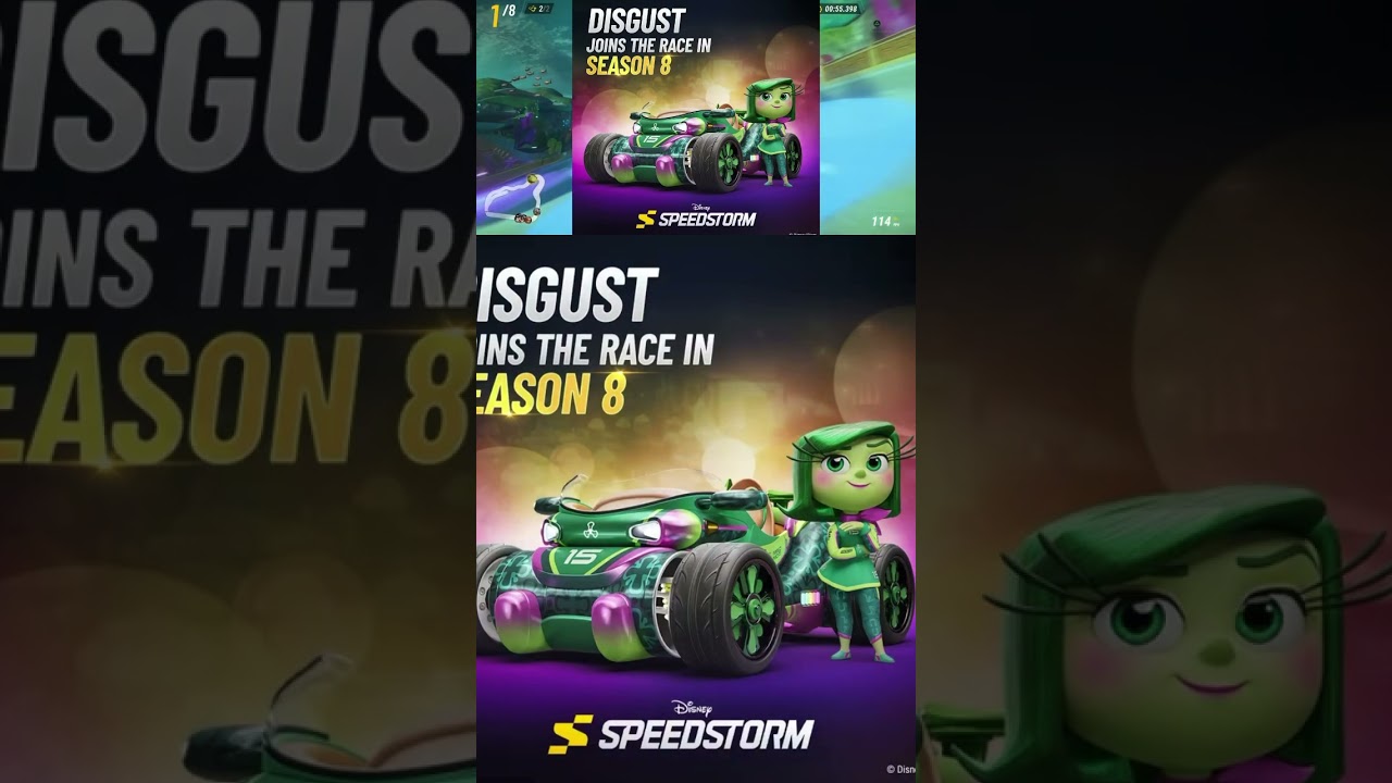 Disgust officially revealed for Disney Speedstorm season 8!