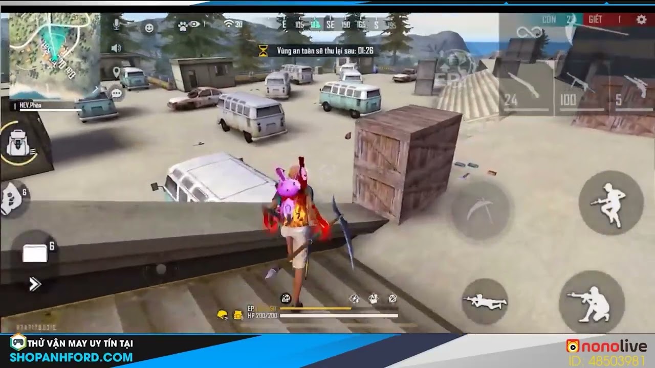 FREE FIRE   Tank Từ Bo  1  Đến Cuối   ANH FORD Với Combo Nh&acirc;n Vật Bất Tử