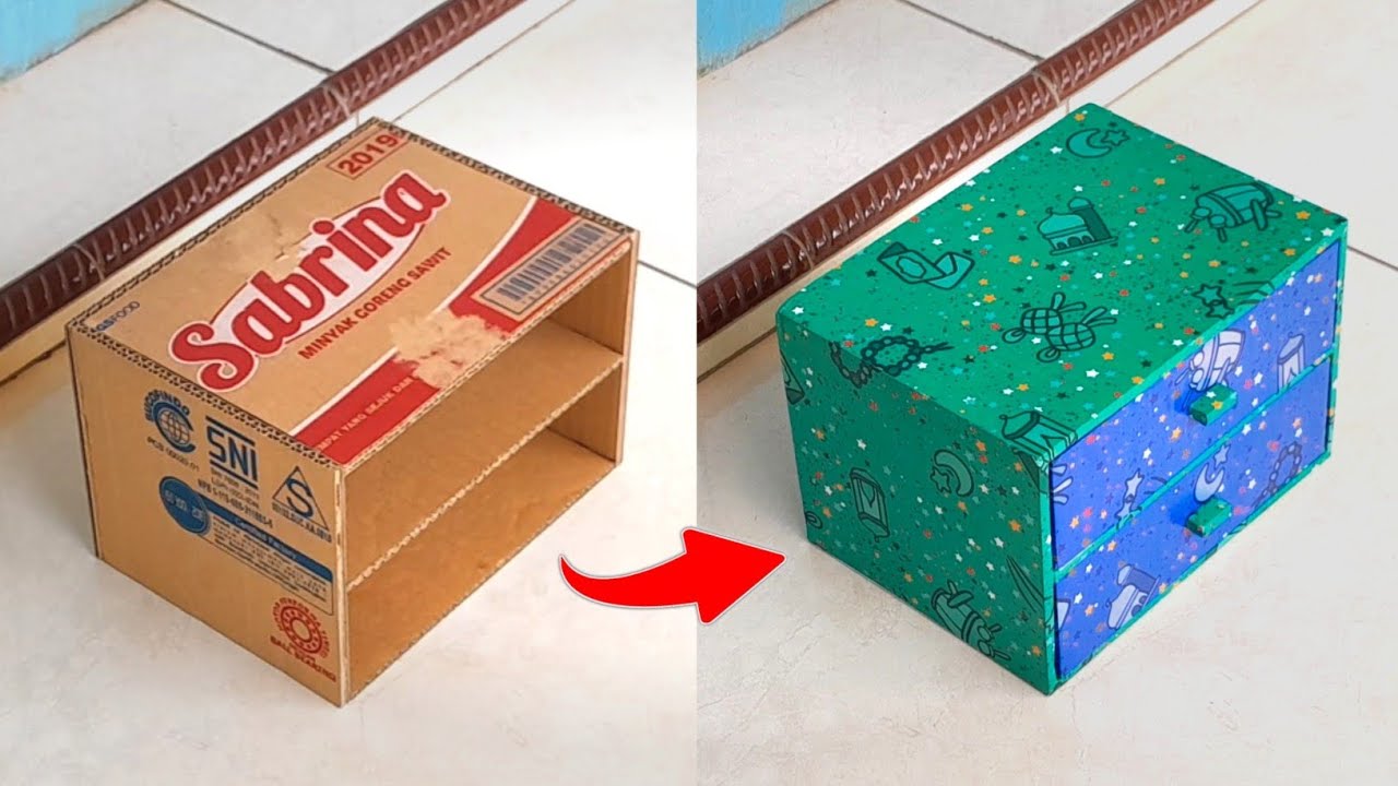 Ide Kerajinan Tangan dari Kardus | membuat kotak laci mini
