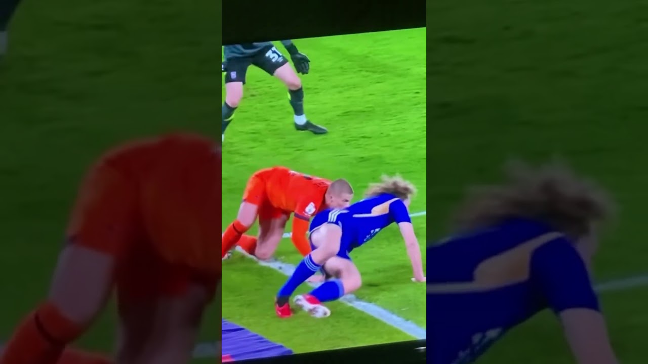 INVISIBLE SLIDE TACKLE ON WOUT FAES LCFC V IPSWICH FC