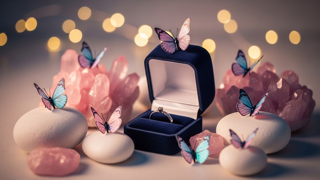 Romantic Ring & Butterflies 💍 Valentine Candlelight Ambience  Calm Music for Peaceful Night