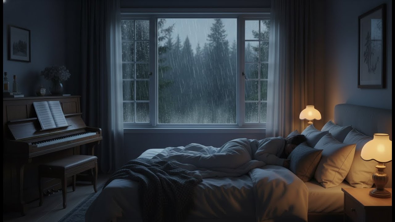 Fall Asleep Instantly: Deep Sleep Piano and Heavy Rain
