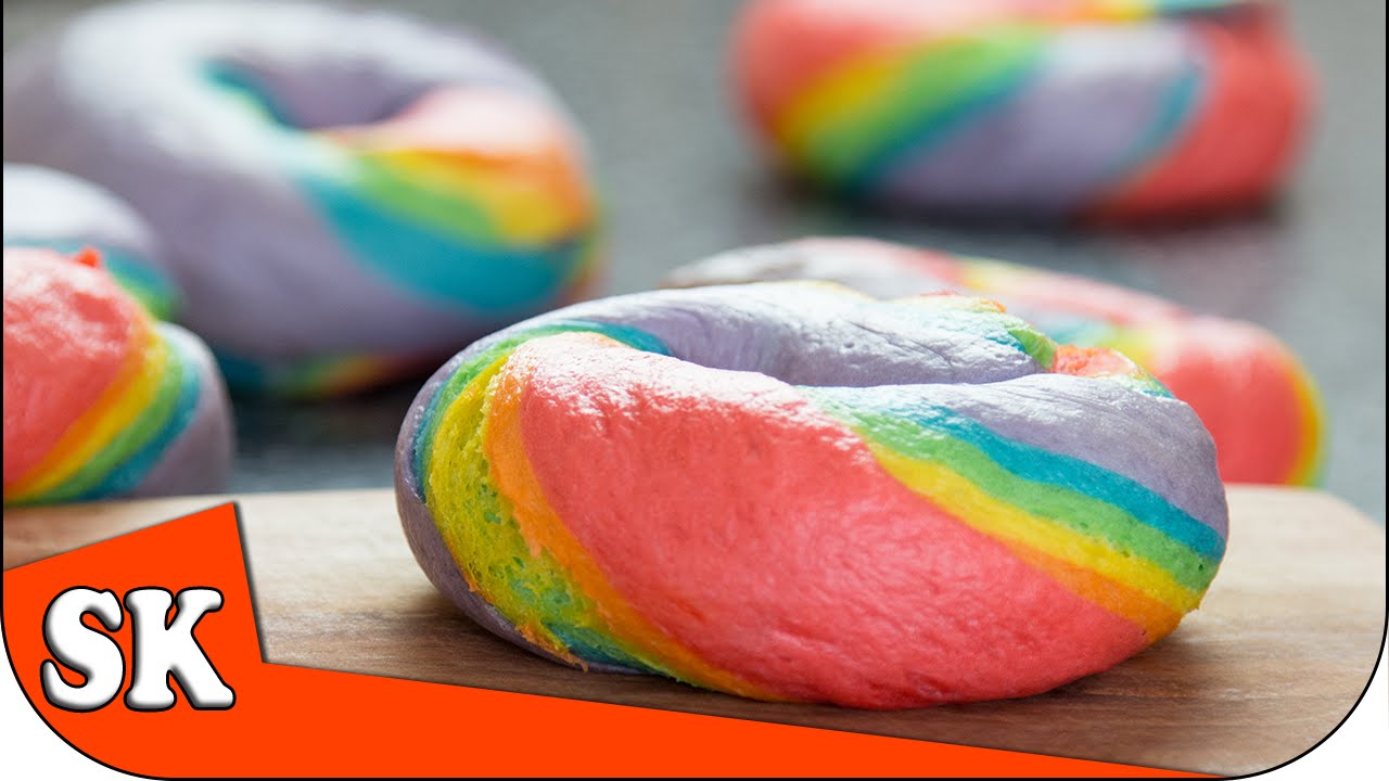 HOW to Make RAINBOW BAGELS - Steve's Kitchen - Rainbow Series 02
