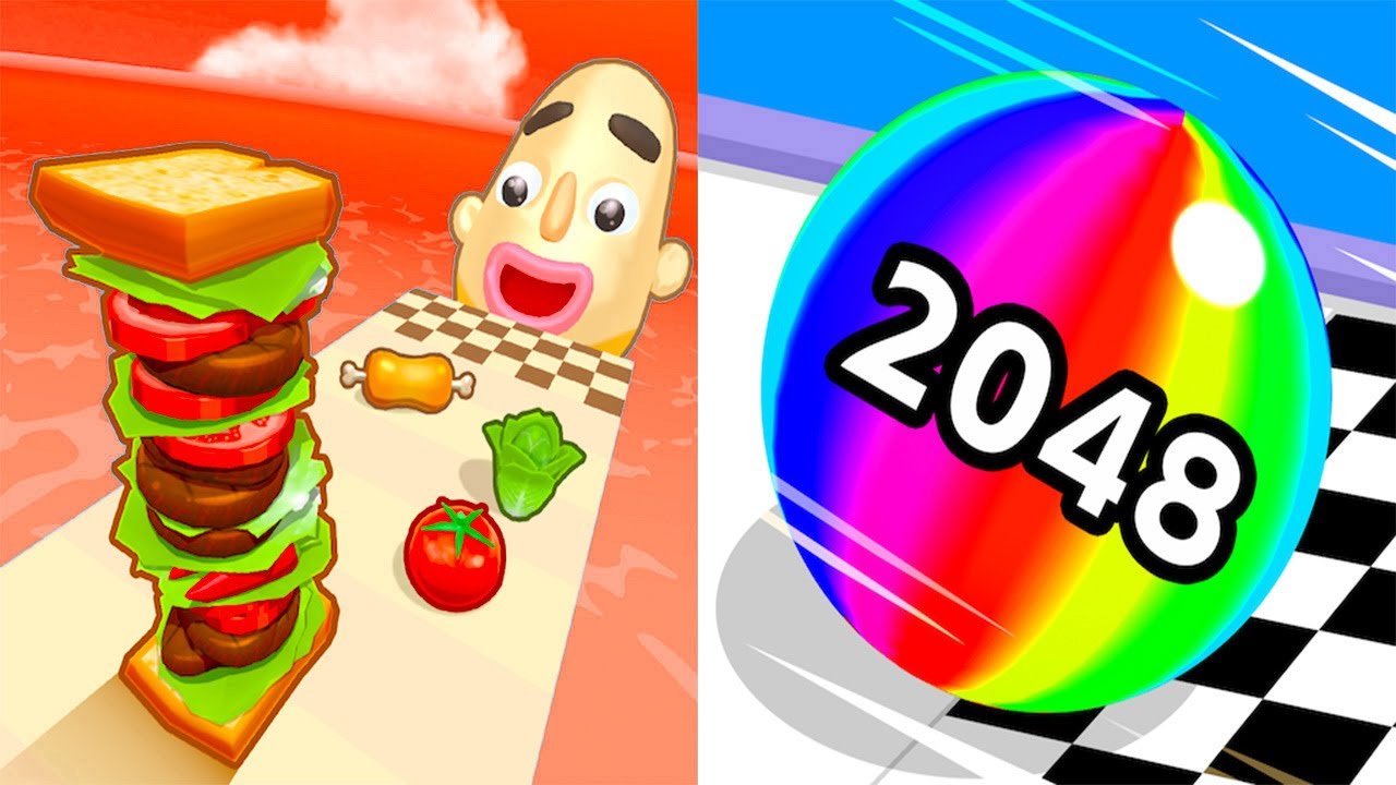 Sandwich Runner VS Ball Run 2048 - All Levels Gameplay Android iOS Ep 2