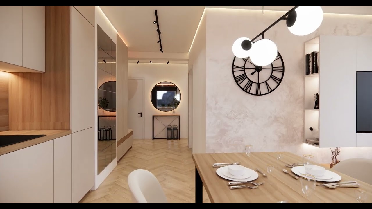 Nowoczesny Salon z Aneksem Kuchennym 27 m2 | Jasne Wnętrze, Drewno i Minimalizm