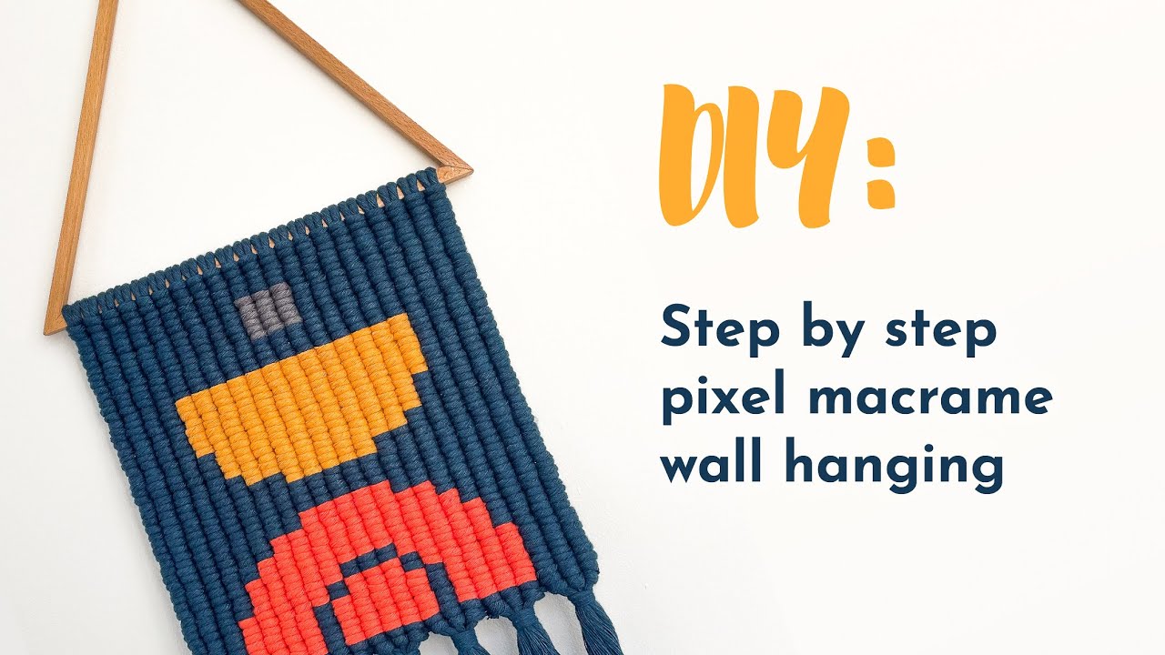 DIY: pixel macrame wall hanging | macrame for beginners step by step | macrame pixel art | makramee