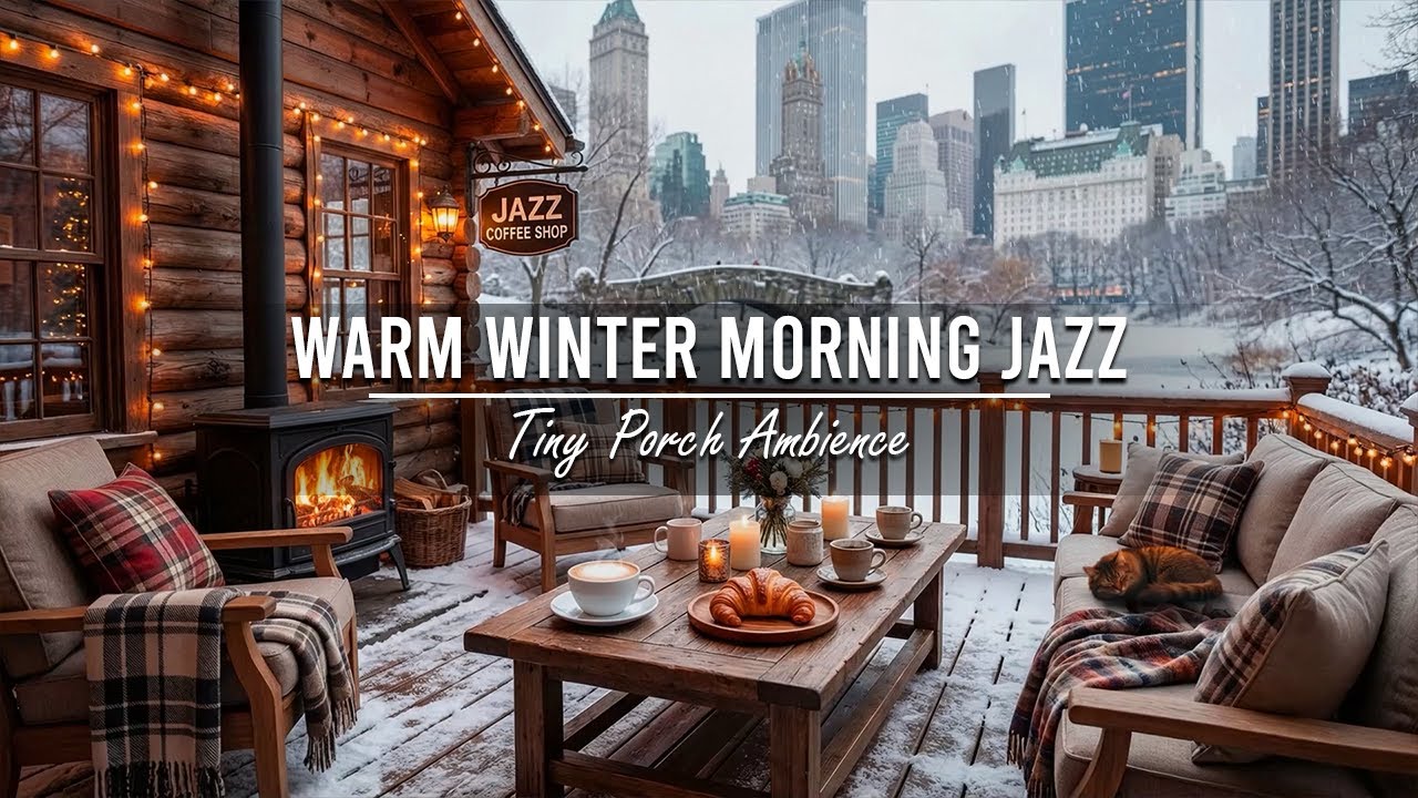 Warm Winter Morning Jazz at Cozy Tiny Porch Ambience ❄ Smooth Jazz Instrumental for Relax, Study