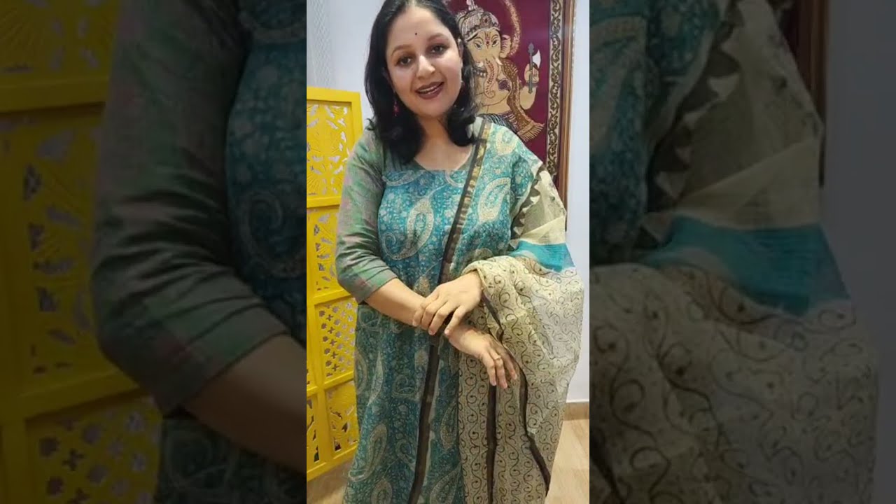 18.3.26full kotta doriya handblock printed cotton suit and kotta doriya saree