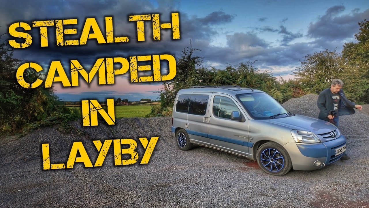 Night in Micro Camper After Work by Main Road + Sunset & Sunrise Photography